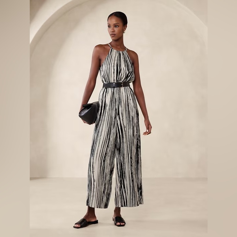 Banana Republic Factory Satin Twill Halter Jumpsuit Small